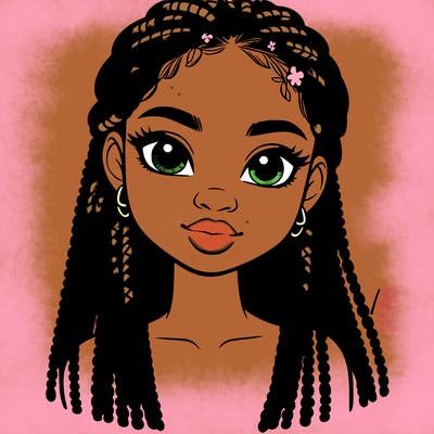 a realistic black girl with braids