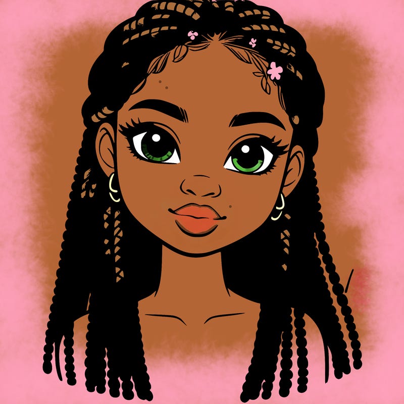 a realistic black girl with braids
