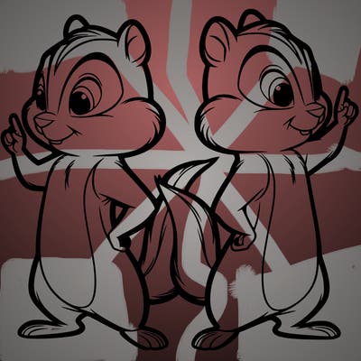 two tamias standing up split realistic