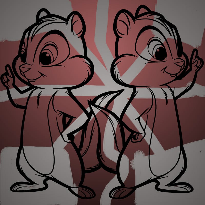 two tamias standing up split realistic