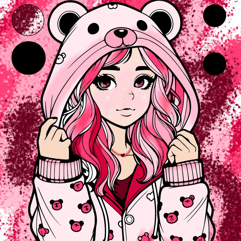 realistic girl in a animal pjs hoodie