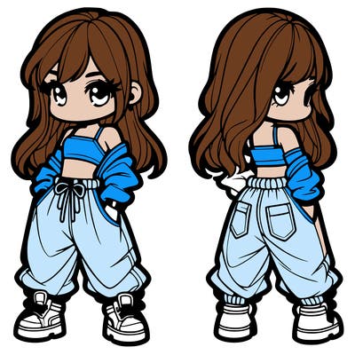 girl in crop top and baggy pants