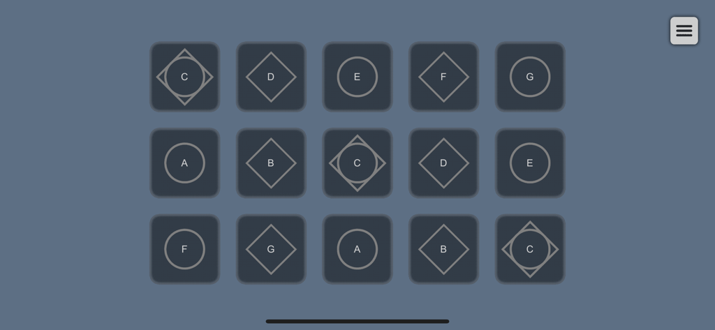 Sky Studio - Sky Studio instrument pad mode interface with a fifteen button musical grid