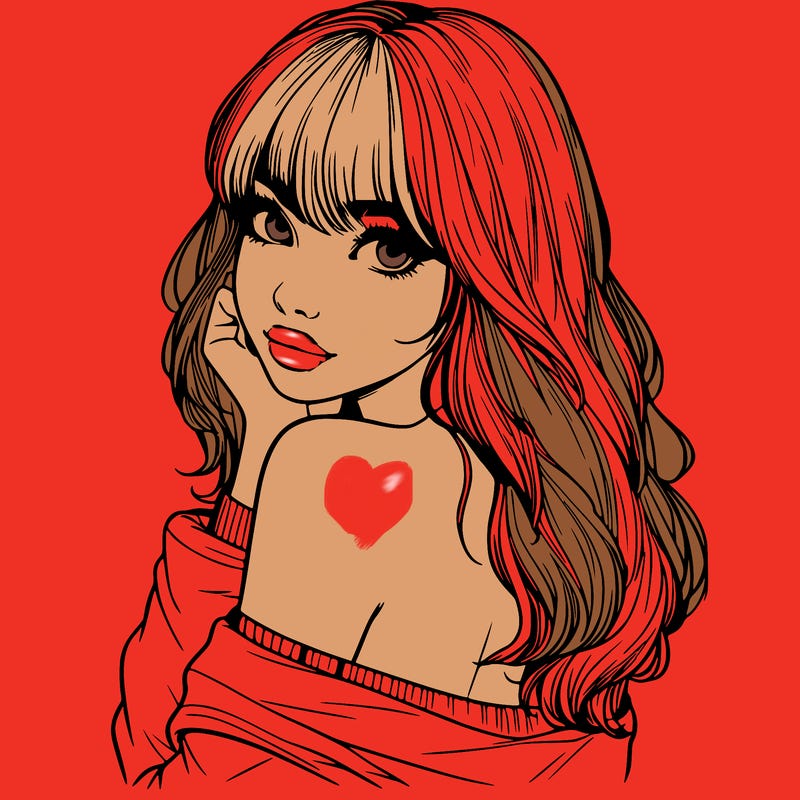 realistic girl with bangs looking over her shoulder