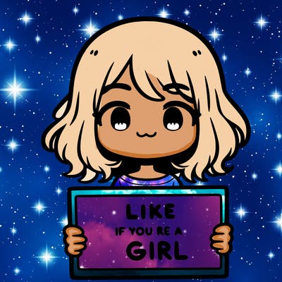 a cute girl holding a sign that says like if you’re a girl