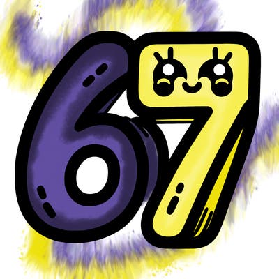 the numbers 67