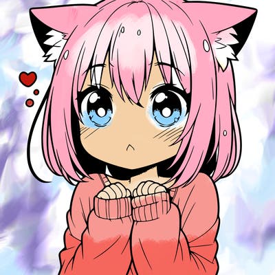 shy anime catgirl