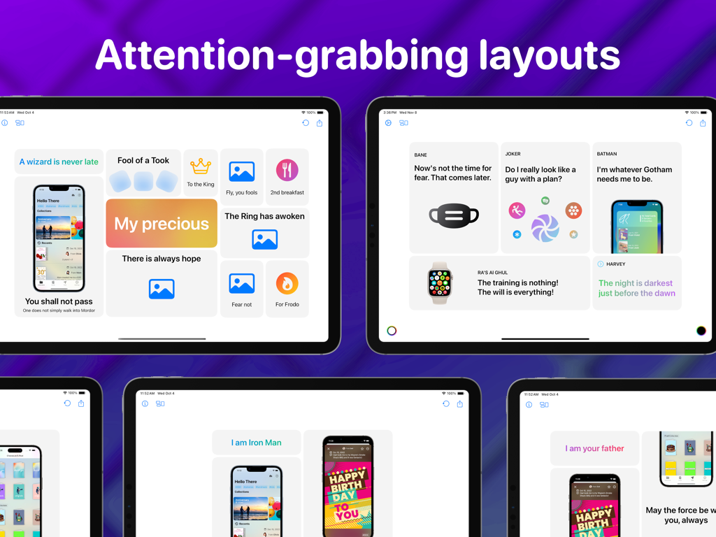 Bento|Craft Creative Workspace - iPad screens showcasing professional bento grid design layouts and mockups created with Bento Craft.