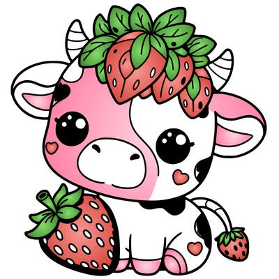 cute strawberry cow