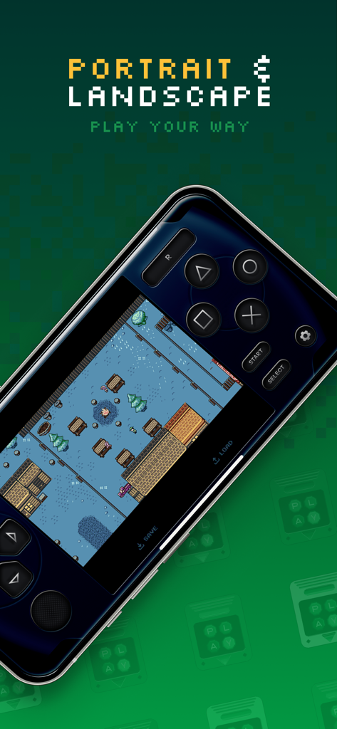 Gamebyte - Gamebyte emulator app showing landscape gameplay and virtual controls