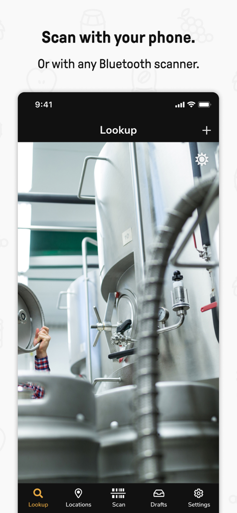 Kegshoe - Keg Tracking - Kegshoe mobile app interface for scanning and tracking beer kegs in a brewery