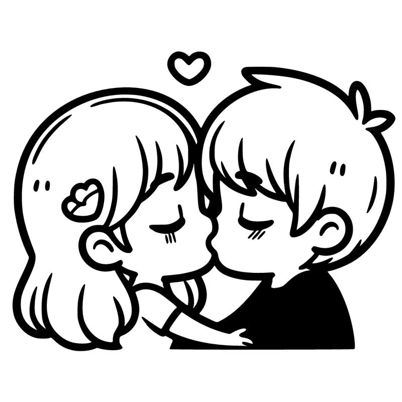 a girl kissing a boy in the lips