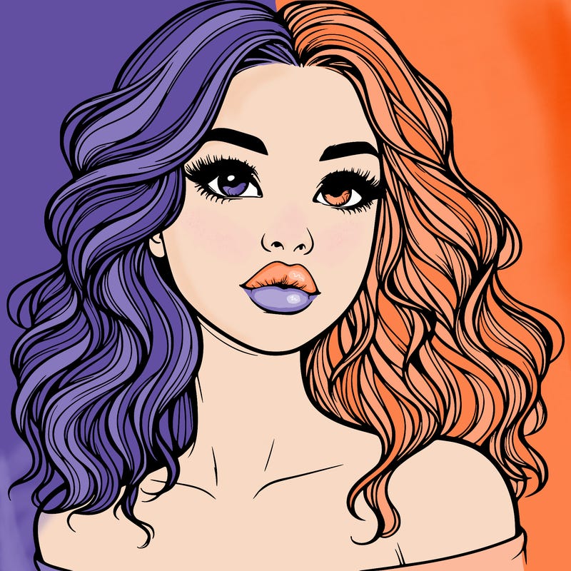 realistic girl with wavy hair and lips