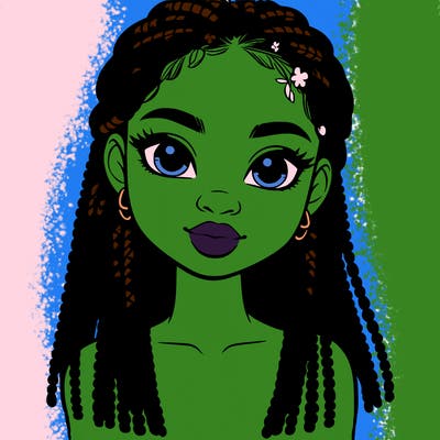 a realistic black girl with braids