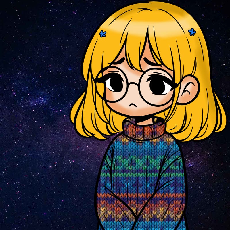 sad girl with glasses in a sweater