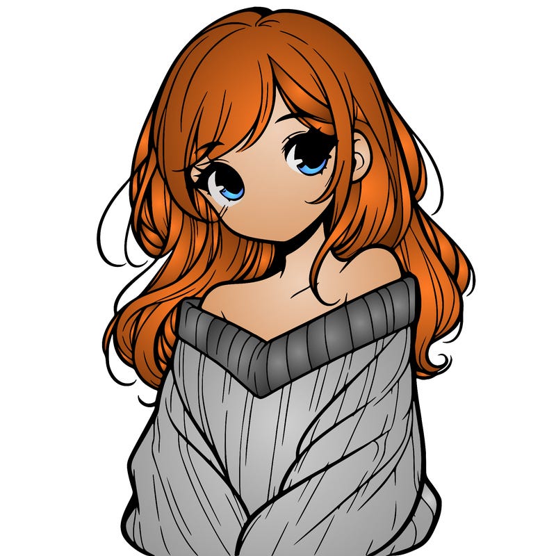 shy pretty girl wearing a sweater that is falling off one shoulder portrait
