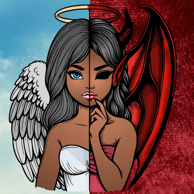 realistic angel half demon