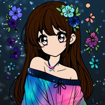 pretty anime girl with show shoulder shirt