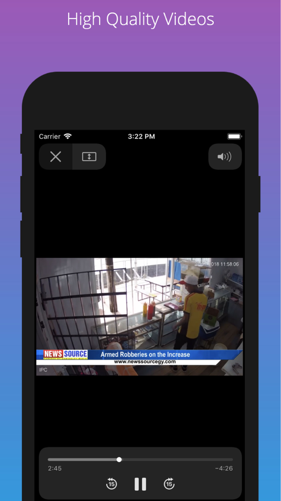 Guyana News by GP - Reproductor de vídeo de la aplicación móvil Guyana News by GP que muestra contenido de noticias local