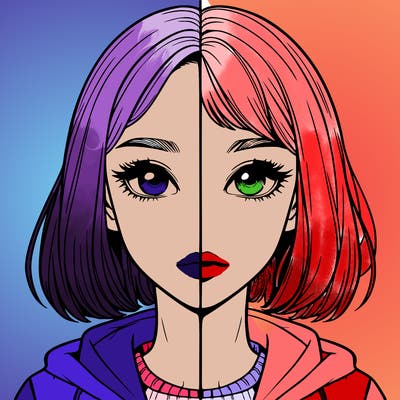 split realistic girl