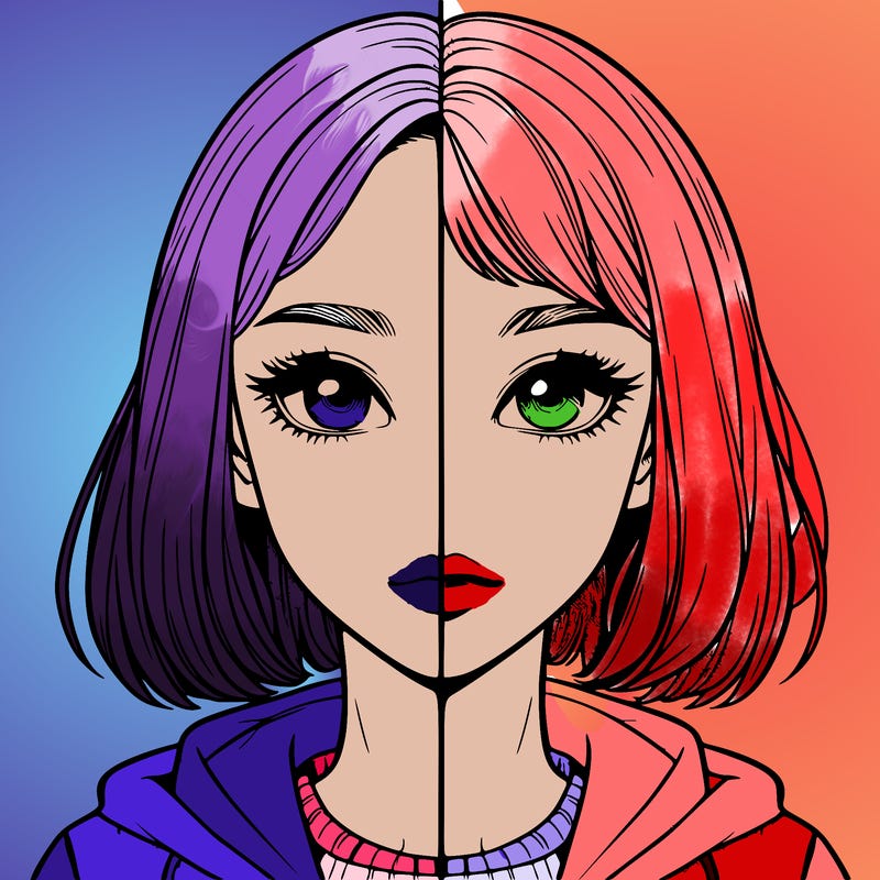 split realistic girl