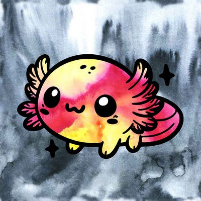 cute easy baby axolotl