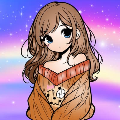 shy pretty girl wearing a sweater that is falling off one shoulder portrait