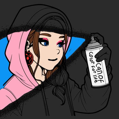 a realistic girl, spray painting