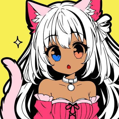 anime girl with cat ears and a cat tail