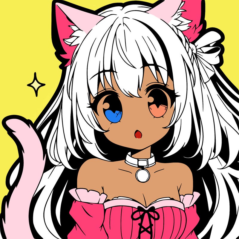 anime girl with cat ears and a cat tail