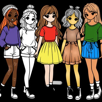 a group of five girls