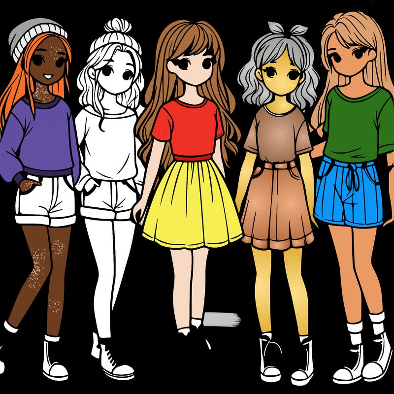 a group of five girls