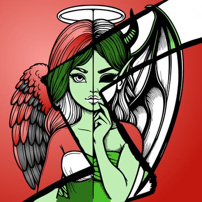 realistic angel half demon