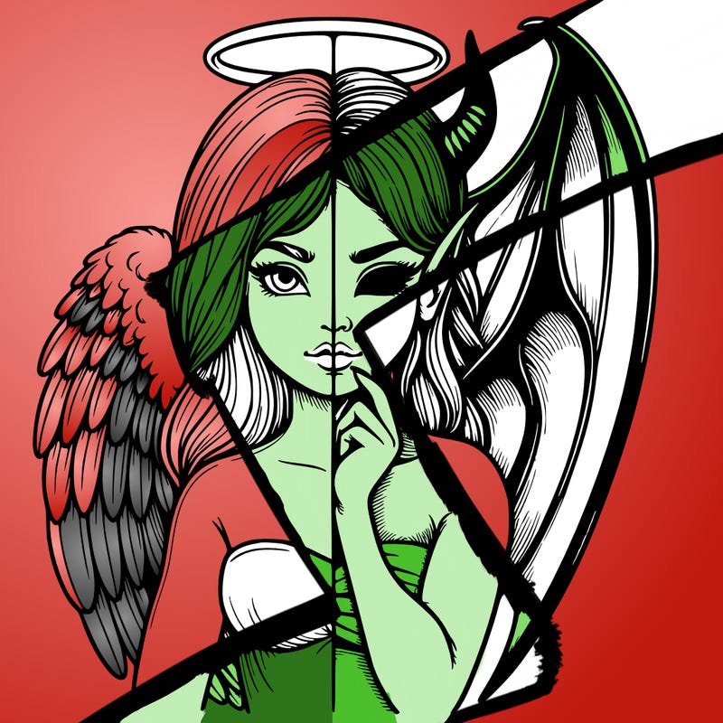 realistic angel half demon