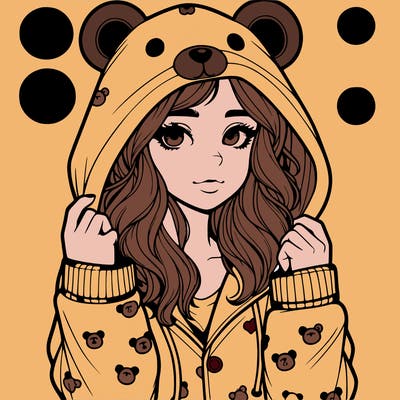 realistic girl in a animal pjs hoodie