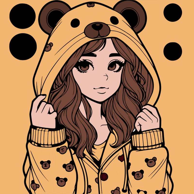 realistic girl in a animal pjs hoodie