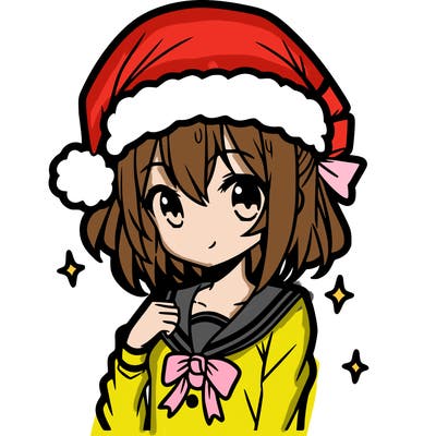 anime girl wearing a santa hat
