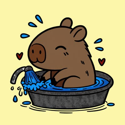 capybara taking a bath
