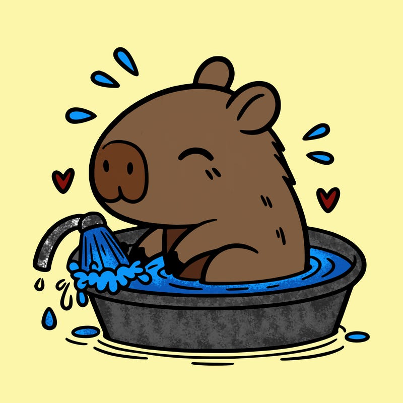 capybara taking a bath