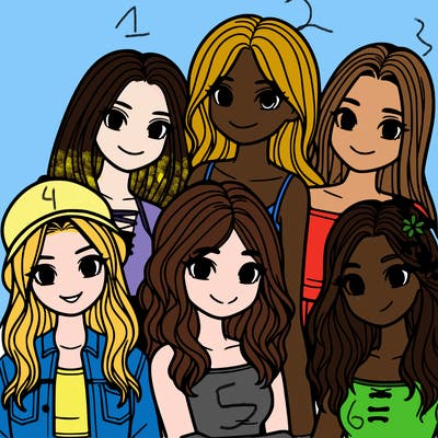 a group of five girls friends