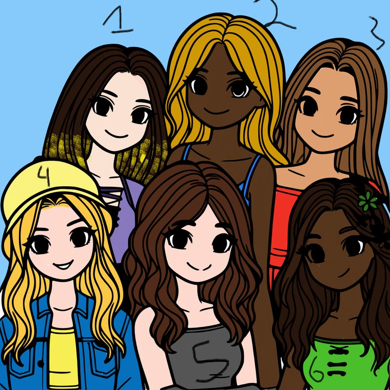 a group of five girls friends