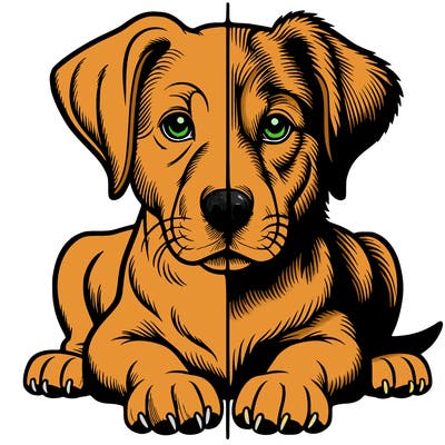 realistic dog split picture