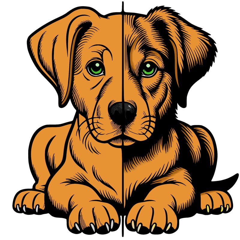 realistic dog split picture