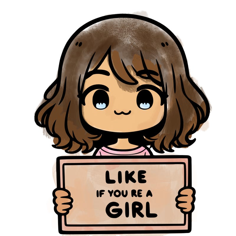 a cute girl holding a sign that says like if you’re a girl