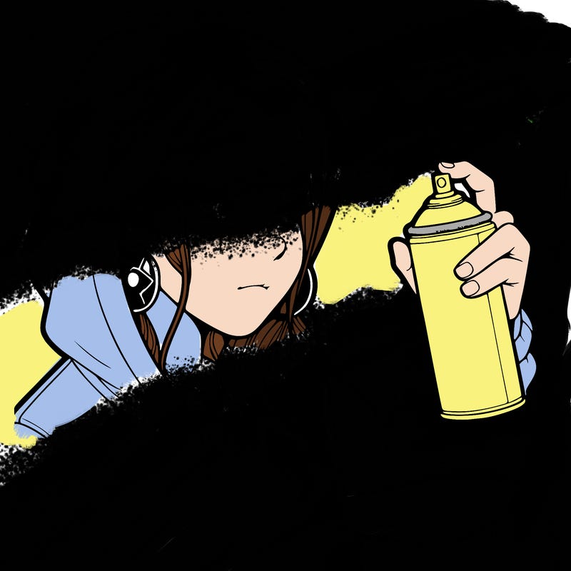 a realistic girl, spray painting