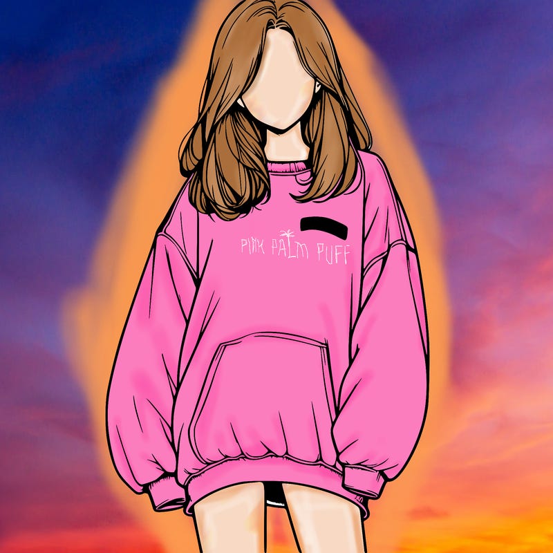 realistic girl in oversized sweatshirt