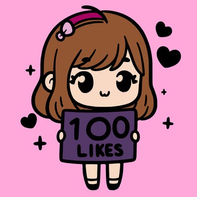 cute girl holding up a sign that says 100 likes