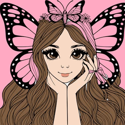 butterfly realistic girl