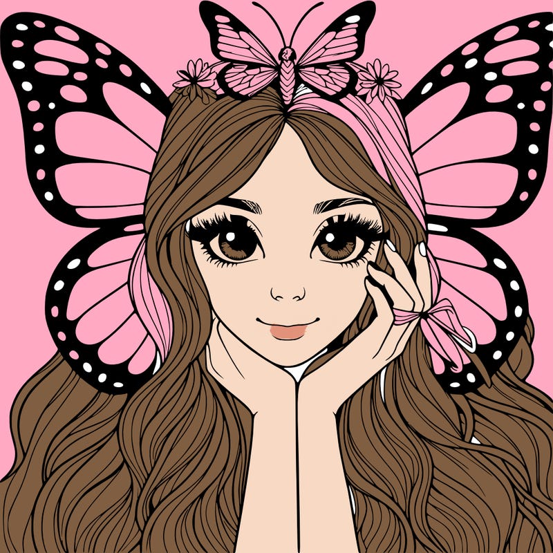 butterfly realistic girl