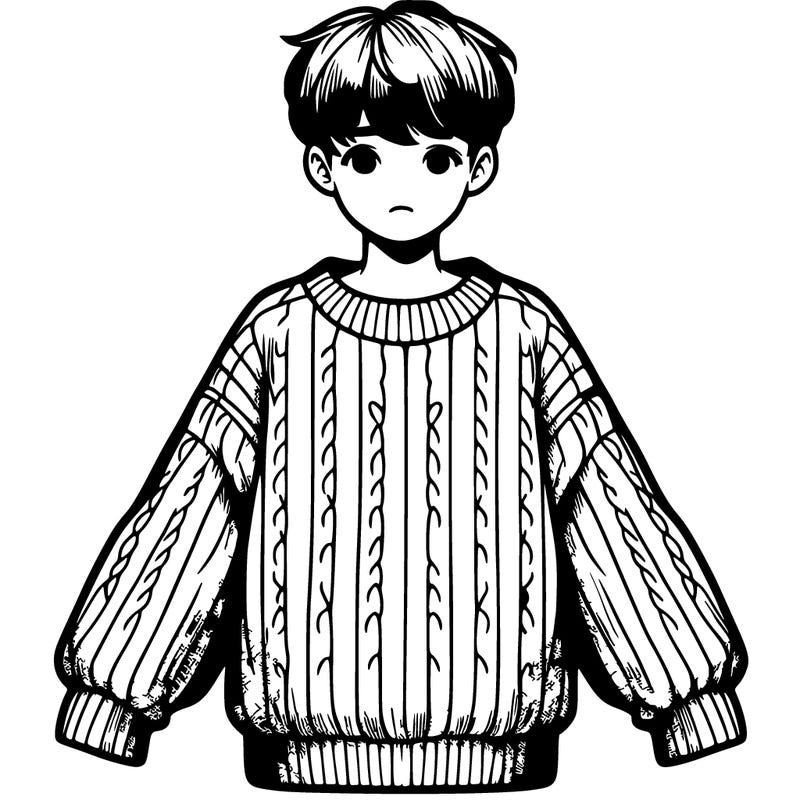 realistic boy with over size sweater